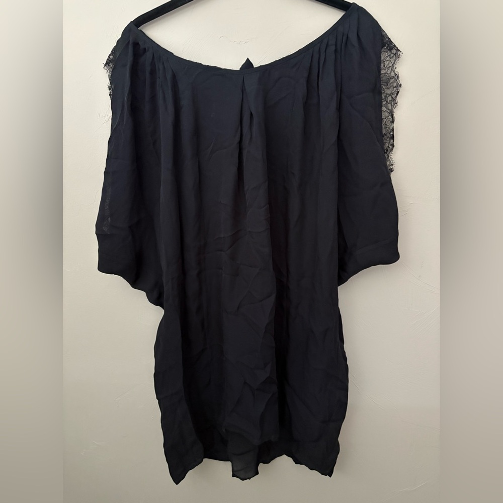 Joie Lace Trim Black Tunic Top